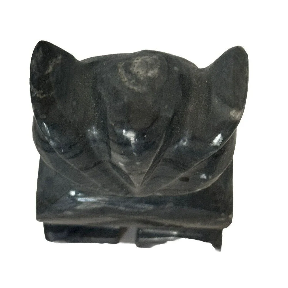 Vtg Genuine Gemstone Gray Onyx Stone Owl Hand Carved Mexico Figurine 3.5